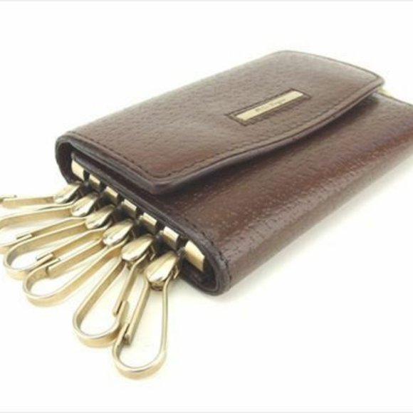Authentic Salvatore Ferragamo Key case Key holder Brown Gold leather Woman unise - Picture 3 of 8